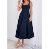 imageBTFBM Elegant Cocktail Dresses for Women 2026 Summer Square Neck Sleeveless A Line Formal Wedding Guest Party Maxi DressNavy Blue