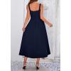 imageBTFBM Elegant Cocktail Dresses for Women 2026 Summer Square Neck Sleeveless A Line Formal Wedding Guest Party Maxi DressNavy Blue