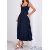 imageBTFBM Elegant Cocktail Dresses for Women 2026 Summer Square Neck Sleeveless A Line Formal Wedding Guest Party Maxi DressNavy Blue