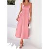 imageBTFBM Elegant Cocktail Dresses for Women 2026 Summer Square Neck Sleeveless A Line Formal Wedding Guest Party Maxi DressPink