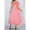 imageBTFBM Elegant Cocktail Dresses for Women 2026 Summer Square Neck Sleeveless A Line Formal Wedding Guest Party Maxi DressPink