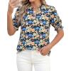 imageBTFBM Summer Blouses for Women Dressy Casual 2026 Fashion Spring Tops Floral Boho V Neck Puff Short Sleeve Top ShirtsFloral Black Apricot