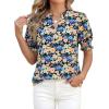 imageBTFBM Summer Blouses for Women Dressy Casual 2026 Fashion Spring Tops Floral Boho V Neck Puff Short Sleeve Top ShirtsFloral Black Apricot