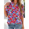 imageBTFBM Summer Blouses for Women Dressy Casual 2026 Fashion Spring Tops Floral Boho V Neck Puff Short Sleeve Top ShirtsFloral Black Multi