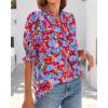 imageBTFBM Summer Blouses for Women Dressy Casual 2026 Fashion Spring Tops Floral Boho V Neck Puff Short Sleeve Top ShirtsFloral Black Multi