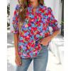 imageBTFBM Summer Blouses for Women Dressy Casual 2026 Fashion Spring Tops Floral Boho V Neck Puff Short Sleeve Top ShirtsFloral Black Multi