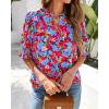imageBTFBM Summer Blouses for Women Dressy Casual 2026 Fashion Spring Tops Floral Boho V Neck Puff Short Sleeve Top ShirtsFloral Black Multi