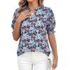imageBTFBM Summer Blouses for Women Dressy Casual 2026 Fashion Spring Tops Floral Boho V Neck Puff Short Sleeve Top ShirtsFloral Black Purple Pink