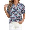 imageBTFBM Summer Blouses for Women Dressy Casual 2026 Fashion Spring Tops Floral Boho V Neck Puff Short Sleeve Top ShirtsFloral Black Purple Pink