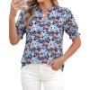 imageBTFBM Summer Blouses for Women Dressy Casual 2026 Fashion Spring Tops Floral Boho V Neck Puff Short Sleeve Top ShirtsFloral Black Purple Pink