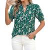 imageBTFBM Summer Blouses for Women Dressy Casual 2026 Fashion Spring Tops Floral Boho V Neck Puff Short Sleeve Top ShirtsFloral Dark Green