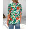 imageBTFBM Summer Blouses for Women Dressy Casual 2026 Fashion Spring Tops Floral Boho V Neck Puff Short Sleeve Top ShirtsFloral Green Multi