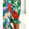 imageBTFBM Summer Blouses for Women Dressy Casual 2026 Fashion Spring Tops Floral Boho V Neck Puff Short Sleeve Top ShirtsFloral Green Multi