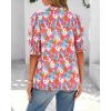 imageBTFBM Summer Blouses for Women Dressy Casual 2026 Fashion Spring Tops Floral Boho V Neck Puff Short Sleeve Top ShirtsFloral Light Blue Multi