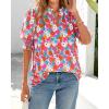 imageBTFBM Summer Blouses for Women Dressy Casual 2026 Fashion Spring Tops Floral Boho V Neck Puff Short Sleeve Top ShirtsFloral Light Blue Multi
