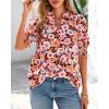 imageBTFBM Summer Blouses for Women Dressy Casual 2026 Fashion Spring Tops Floral Boho V Neck Puff Short Sleeve Top ShirtsFloral Orange Pink