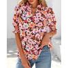 imageBTFBM Summer Blouses for Women Dressy Casual 2026 Fashion Spring Tops Floral Boho V Neck Puff Short Sleeve Top ShirtsFloral Orange Pink