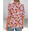 imageBTFBM Summer Blouses for Women Dressy Casual 2026 Fashion Spring Tops Floral Boho V Neck Puff Short Sleeve Top ShirtsFloral Orange Pink