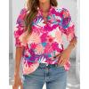 imageBTFBM Summer Blouses for Women Dressy Casual 2026 Fashion Spring Tops Floral Boho V Neck Puff Short Sleeve Top ShirtsFloral Pink
