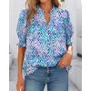 imageBTFBM Summer Blouses for Women Dressy Casual 2026 Fashion Spring Tops Floral Boho V Neck Puff Short Sleeve Top ShirtsFloral Pink Blue