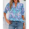 imageBTFBM Summer Blouses for Women Dressy Casual 2026 Fashion Spring Tops Floral Boho V Neck Puff Short Sleeve Top ShirtsFloral Pink Blue