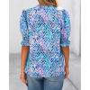 imageBTFBM Summer Blouses for Women Dressy Casual 2026 Fashion Spring Tops Floral Boho V Neck Puff Short Sleeve Top ShirtsFloral Pink Blue