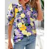 imageBTFBM Summer Blouses for Women Dressy Casual 2026 Fashion Spring Tops Floral Boho V Neck Puff Short Sleeve Top ShirtsFloral Purple Yellow
