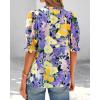 imageBTFBM Summer Blouses for Women Dressy Casual 2026 Fashion Spring Tops Floral Boho V Neck Puff Short Sleeve Top ShirtsFloral Purple Yellow