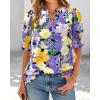 imageBTFBM Summer Blouses for Women Dressy Casual 2026 Fashion Spring Tops Floral Boho V Neck Puff Short Sleeve Top ShirtsFloral Purple Yellow