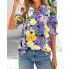 imageBTFBM Summer Blouses for Women Dressy Casual 2026 Fashion Spring Tops Floral Boho V Neck Puff Short Sleeve Top ShirtsFloral Purple Yellow