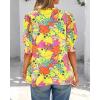 imageBTFBM Summer Blouses for Women Dressy Casual 2026 Fashion Spring Tops Floral Boho V Neck Puff Short Sleeve Top ShirtsFloral Yellow Pink