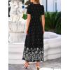 imageBTFBM Summer Dresses for Women 2026 Casual V Neck Short Sleeve Flowy Wedding Guest Beach Vacation Floral Boho Maxi DressBlack White Flower