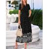 imageBTFBM Summer Dresses for Women 2026 Casual V Neck Short Sleeve Flowy Wedding Guest Beach Vacation Floral Boho Maxi DressBlack White Flower