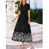 imageBTFBM Summer Dresses for Women 2026 Casual V Neck Short Sleeve Flowy Wedding Guest Beach Vacation Floral Boho Maxi DressBlack White Flower
