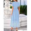 imageBTFBM Summer Dresses for Women 2026 Casual V Neck Short Sleeve Flowy Wedding Guest Beach Vacation Floral Boho Maxi DressBlue White Flower