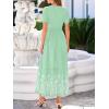 imageBTFBM Summer Dresses for Women 2026 Casual V Neck Short Sleeve Flowy Wedding Guest Beach Vacation Floral Boho Maxi DressGrey Green White Flower