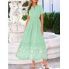 imageBTFBM Summer Dresses for Women 2026 Casual V Neck Short Sleeve Flowy Wedding Guest Beach Vacation Floral Boho Maxi DressGrey Green White Flower