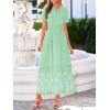 imageBTFBM Summer Dresses for Women 2026 Casual V Neck Short Sleeve Flowy Wedding Guest Beach Vacation Floral Boho Maxi DressGrey Green White Flower
