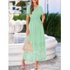 imageBTFBM Summer Dresses for Women 2026 Casual V Neck Short Sleeve Flowy Wedding Guest Beach Vacation Floral Boho Maxi DressGrey Green White Flower