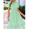 imageBTFBM Summer Dresses for Women 2026 Casual V Neck Short Sleeve Flowy Wedding Guest Beach Vacation Floral Boho Maxi DressGrey Green White Flower