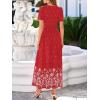 imageBTFBM Summer Dresses for Women 2026 Casual V Neck Short Sleeve Flowy Wedding Guest Beach Vacation Floral Boho Maxi DressRed White Flower