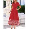 imageBTFBM Summer Dresses for Women 2026 Casual V Neck Short Sleeve Flowy Wedding Guest Beach Vacation Floral Boho Maxi DressRed White Flower
