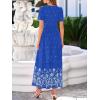 imageBTFBM Summer Dresses for Women 2026 Casual V Neck Short Sleeve Flowy Wedding Guest Beach Vacation Floral Boho Maxi DressRoyal Blue White Flower