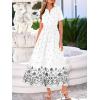 imageBTFBM Summer Dresses for Women 2026 Casual V Neck Short Sleeve Flowy Wedding Guest Beach Vacation Floral Boho Maxi DressWhite Black Flower