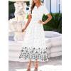 imageBTFBM Summer Dresses for Women 2026 Casual V Neck Short Sleeve Flowy Wedding Guest Beach Vacation Floral Boho Maxi DressWhite Black Flower