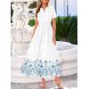 imageBTFBM Summer Dresses for Women 2026 Casual V Neck Short Sleeve Flowy Wedding Guest Beach Vacation Floral Boho Maxi DressWhite Blue Flower