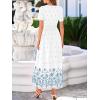 imageBTFBM Summer Dresses for Women 2026 Casual V Neck Short Sleeve Flowy Wedding Guest Beach Vacation Floral Boho Maxi DressWhite Blue Flower