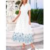 imageBTFBM Summer Dresses for Women 2026 Casual V Neck Short Sleeve Flowy Wedding Guest Beach Vacation Floral Boho Maxi DressWhite Blue Flower