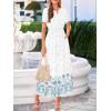 imageBTFBM Summer Dresses for Women 2026 Casual V Neck Short Sleeve Flowy Wedding Guest Beach Vacation Floral Boho Maxi DressWhite Blue Flower