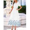 imageBTFBM Summer Dresses for Women 2026 Casual V Neck Short Sleeve Flowy Wedding Guest Beach Vacation Floral Boho Maxi DressWhite Blue Flower